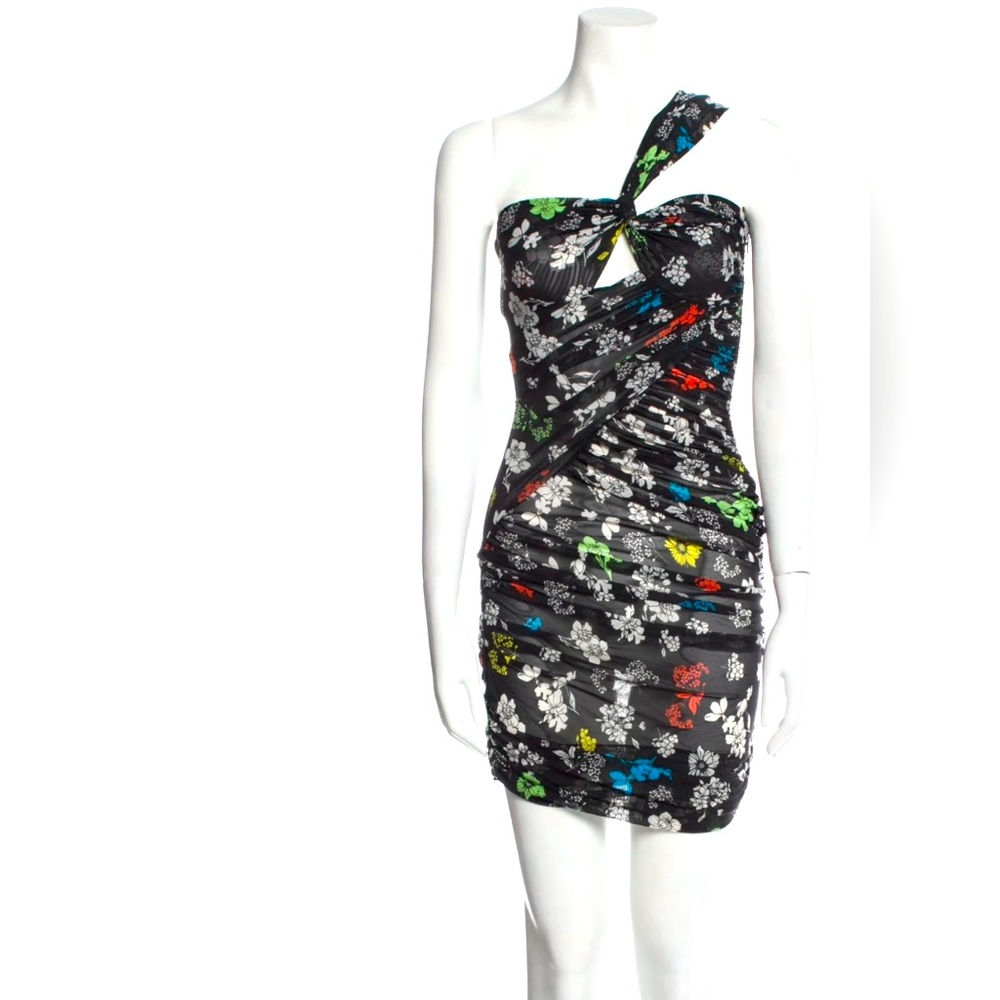 Versace Floral Print Mini Dress - Black Dress.